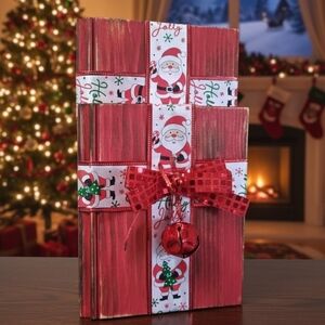 Festive Red Christmas Gift Box with Santa Ribbon